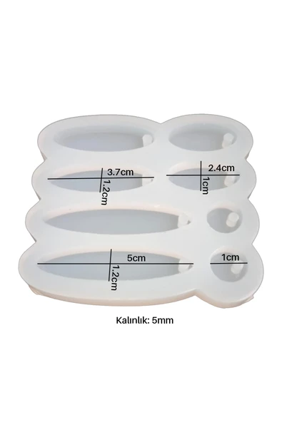 Silikon Epoksi 8’li Elips Oval Küpe Kalıbı - Resim 3