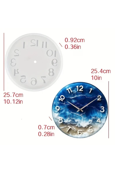 Silikon Epoksi Duvar Saati Kalıbı 26cm - Resim 2