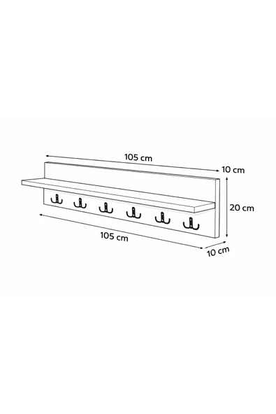EMRMOBILYA 105 cm 6 Kancalı Duvara Monte Askılık - Resim 2