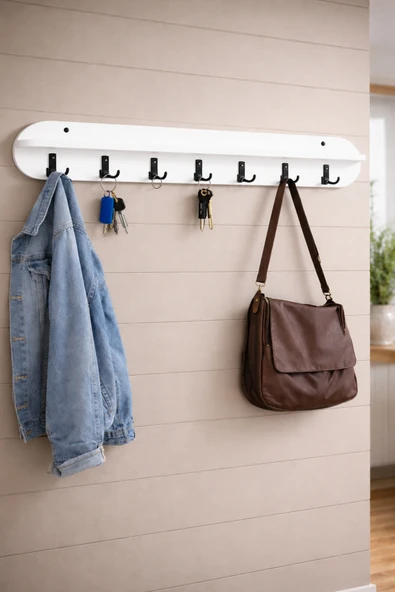 EMRMOBILYA 120cm Beyaz Oval Kesim Askılık ürün görseli 1