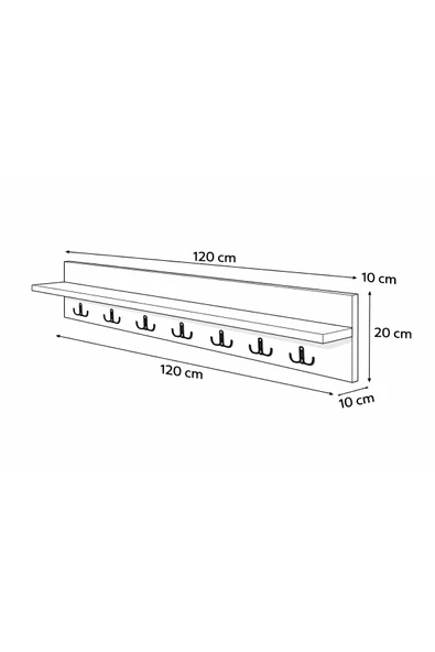 EMRMOBILYA 120cm 7 Kancalı Duvara Monte Askılık - Resim 4