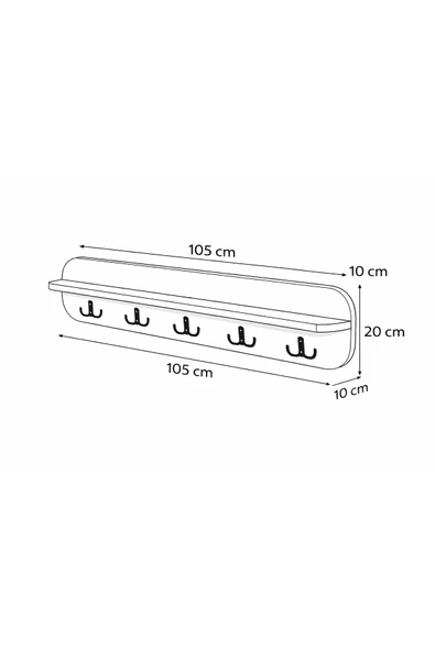 EMRMOBILYA 105cm 6 Kancalı Oval Askılık - Resim 3