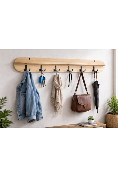 EMRMOBILYA 105CM Ahsap Renk Oval kesim Duvara Monte Askılık ürün görseli 1