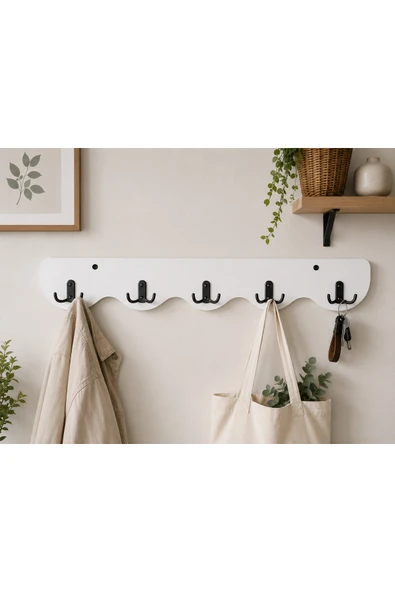 EMRMOBILYA 90 Cm Desenli Kesim Beyaz Askılık ürün görseli 1