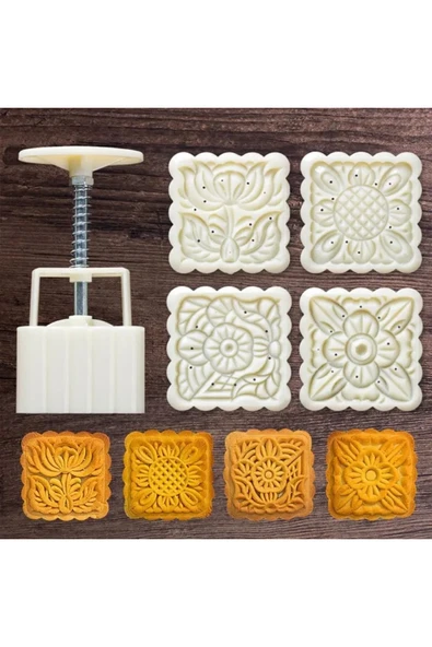 Kare Mooncake Basmalı 4 Lü Kopat Set Kurabiye Kalıbı ürün görseli 1