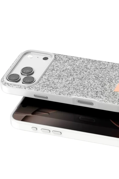 Onegif Apple iPhone 17 Pro Bright Simli Kapak - Beyaz - Resim 2
