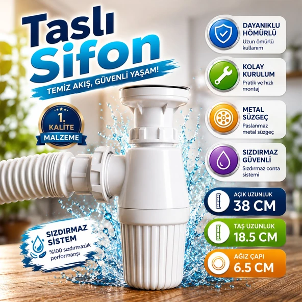 Pis Su Gidersiz Sökülebilir Tas'lı Tek Gider Sifon Körüklü Temizlenebilir Mutfak Banyo Lavabo Boru ürün görseli 1