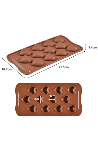 Silikon Çikolata Kalıbı 3D Şekilli Kalp - Resim 3