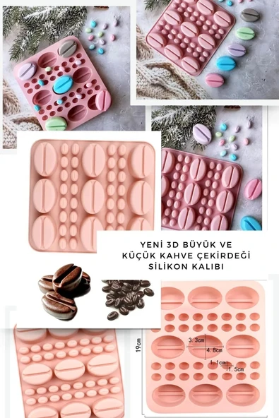 Yeni Büyük Ve Küçük Kahve Çekirdeği Silikon Buz Çikolata Şeker Jöle Kalıbı - 3d Silikon Kalıp ürün görseli 1