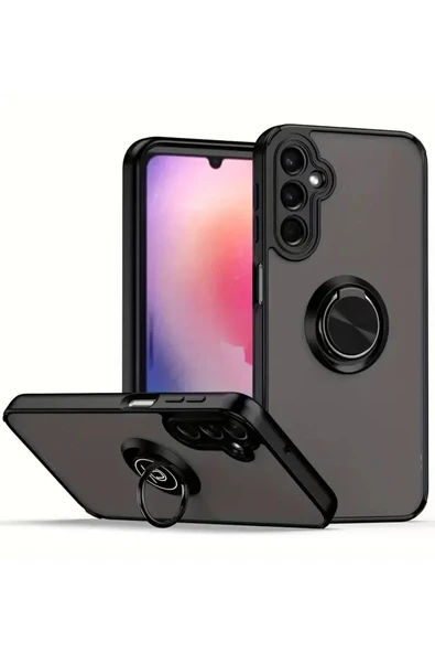 Newface Samsung Galaxy A16 5G Kılıf Montreal Yüzüklü Silikon Kapak - Siyah ürün görseli 1