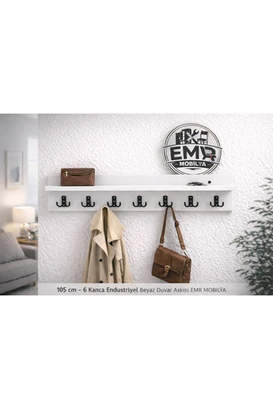 EMRMOBILYA 120cm 7 Kancalı Duvara Monte Askılık - Resim 2