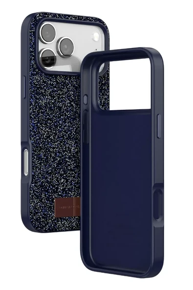 Onegif Apple iPhone 17 Pro Bright Simli Kapak - Mavi - Resim 3