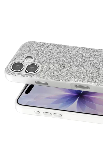 Onegif Apple iPhone 17 Bright Simli Kapak - Beyaz - Resim 2