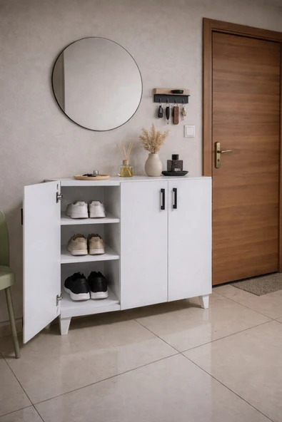 EMRMOBILYA 120 cm Beyaz Ayakkabılık - Resim 3