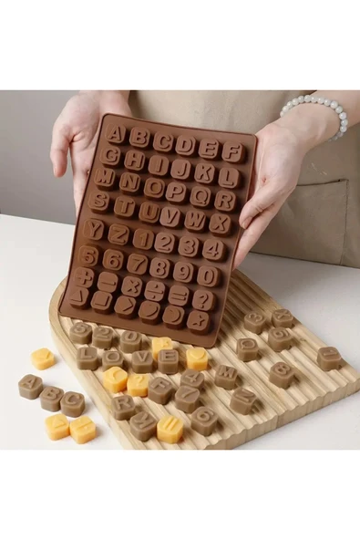 Silikon Alfabe & Sayı Çikolata Kalıbı - 3D Harfler ve Semboller Şeker Kalıbı, Jöle Kalıbı 2x2cm ürün görseli 1