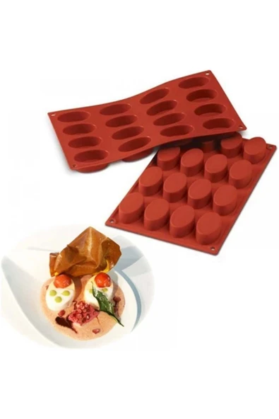Oval 16’lı Çörek Kek & Çikolata & Sabun Silikon Kalıbı ürün görseli 1