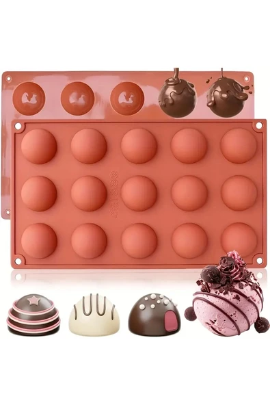 15'li Yarım Küre Muffin, Çikolata, Kek Kalıbı, Silikon 3,8cm ürün görseli 1