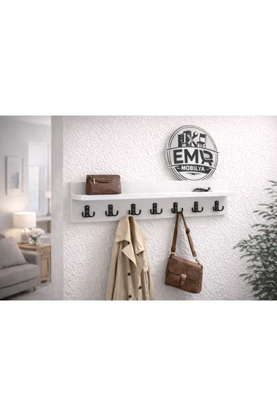 EMRMOBILYA 120cm 7 Kancalı Duvara Monte Askılık - Resim 3