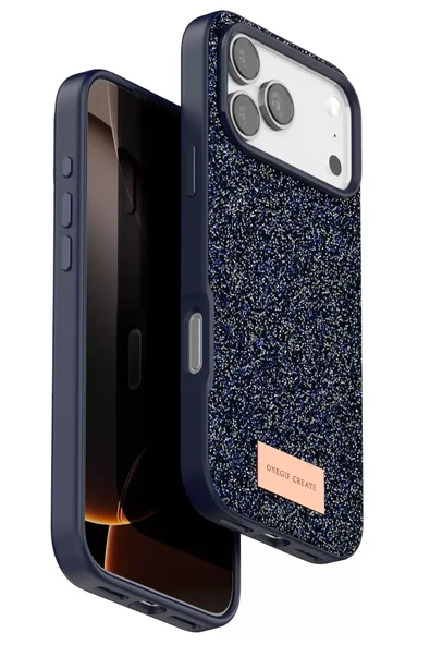 Onegif Apple iPhone 17 Pro Bright Simli Kapak - Mavi ürün görseli 1
