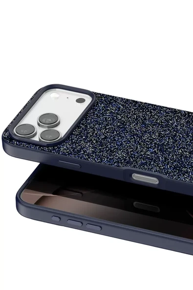 Onegif Apple iPhone 17 Pro Bright Simli Kapak - Mavi - Resim 2
