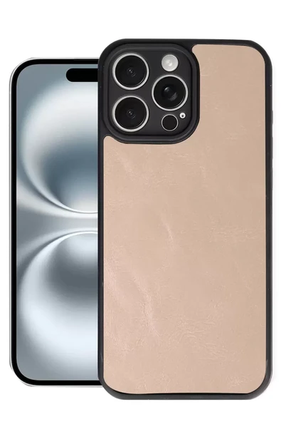 Newface Apple iPhone 16 Pro Max Kılıf Aras Deri Kapak - Pudra ürün görseli 1