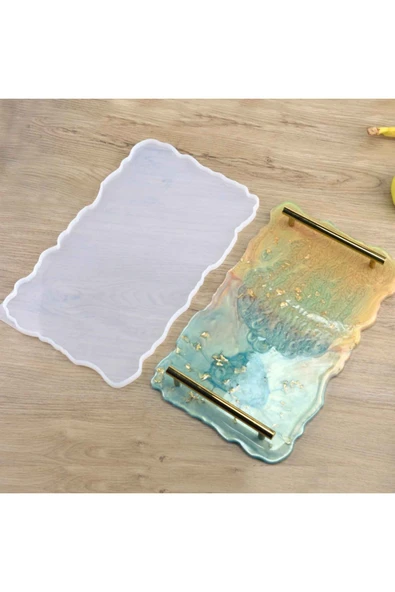 Epoksi Silikon Dalgalı Tepsi Kalıbı Dikdörtgen (21.7X35.7 CM) ürün görseli 1