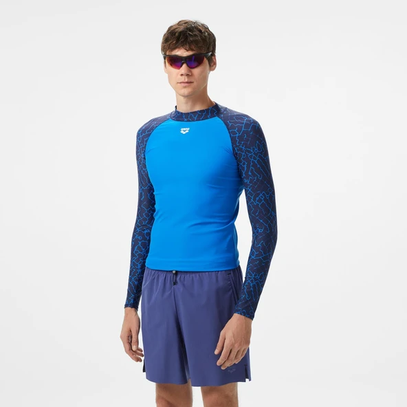Arena 010041871 Rash Vest L/S Allover Erkek Yüzücü T-Shirt ürün görseli 1