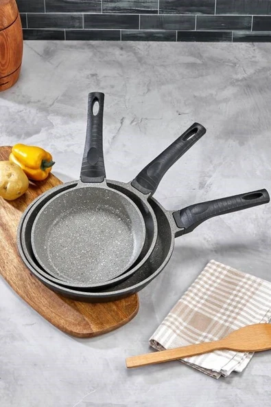Cooker 3 Parça Granit Döküm Tava Seti 20–24–28 Cm Ckr3898 ürün görseli 1