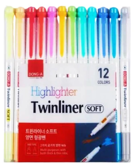 Dong A Twinliner Çift Taraflı 12li Fosforlu Kalem Seti ürün görseli 1