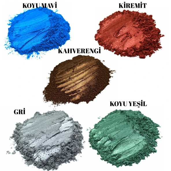 METALİK SEDEFLİ PİGMENT TOZ BOYA SETİ(50 GR)5 RENK SET FİYATIDIR ürün görseli 1