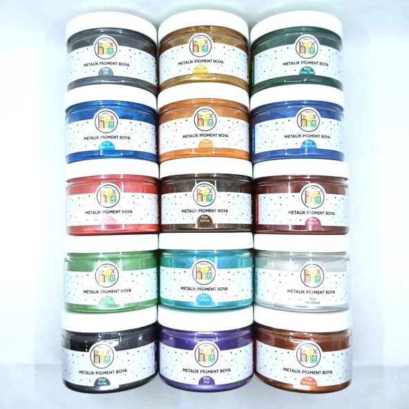 METALİK SEDEFLİ PİGMENT TOZ BOYA SETİ 15 RENKx50GR 750 GR SET ürün görseli 1