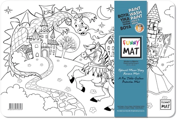 Funny Mat Şövalye ve Ejderha / Knight and The Dragon 25 x 35 cm ürün görseli 1