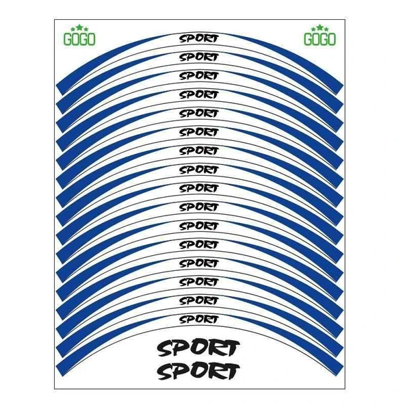 Mavi Beyaz Sport Reflektörlü 1 Set Jant Şeridi ürün görseli 1