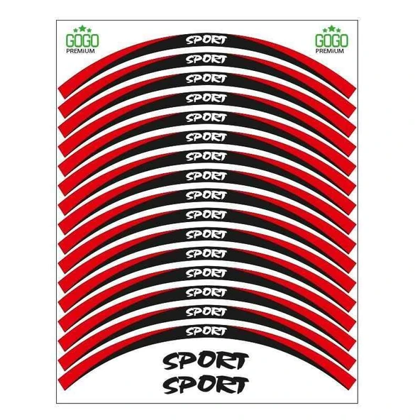 Kırmızı Siyah Sport Reflektörlü 1 Set Jant Şeridi ürün görseli 1