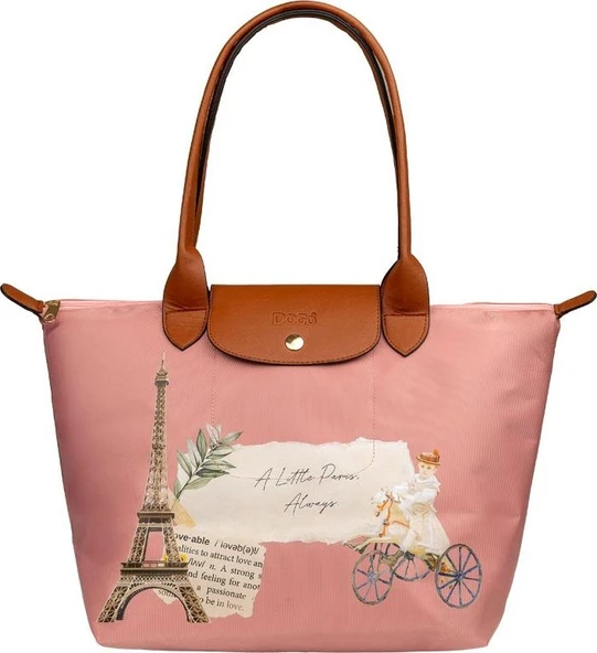 Kadın Vegan Pembe Large El Çantası - A Little Paris Always Tasarım ürün görseli 1