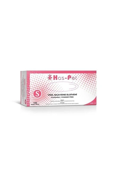 HASPET VİNİL PUDRASIZ MUAYENE ELDİVENİ SMALL 100'LÜ ürün görseli 1