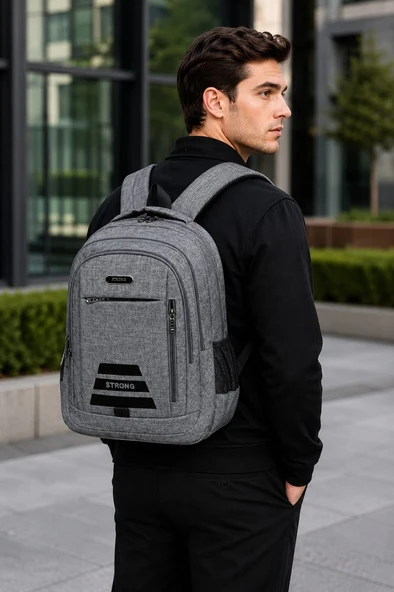 SR-012 Unisex Çok Gözlü Geniş Hacimli Ortopedik Sırt Destekli Lise Ortaokul İlkokul Okul Çantası , Günlük Sırt Çan GRİ ürün görseli 1