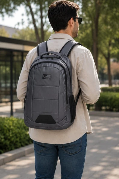 SR-04 Unisex Yarasa Okul Sırt Çantası Öğrenci Günlük Seyahat Tatil Spor Yürüyüş Seyahat Gezi Kamp Günlük Mo GRİ ürün görseli 1