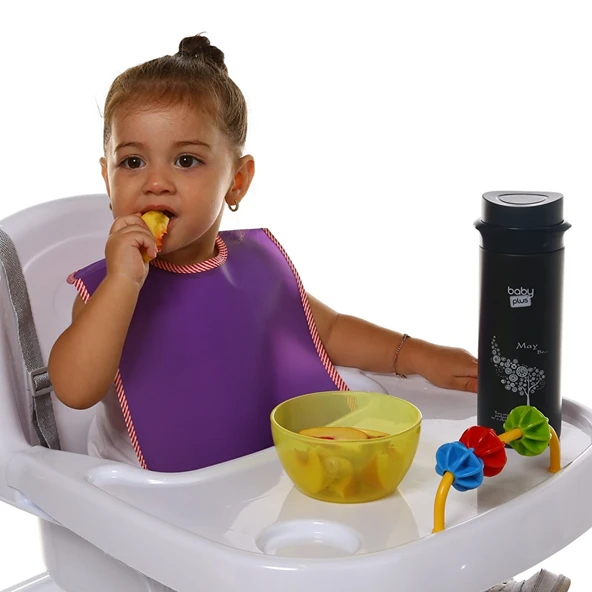 Peva 2li Bebek Mama Önlük Pembe-Mor ürün görseli 1