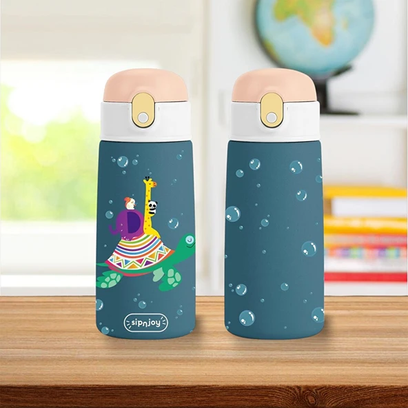 - SipSquad Çocuk Su Termosu | 480 ml - Turtle Voyage (5 ADET) - Resim 3