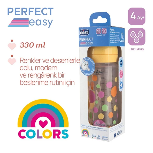 Perfect Easy Biberon PP 330 ml Hızlı Akış-Kız (3 ADET) ürün görseli 1