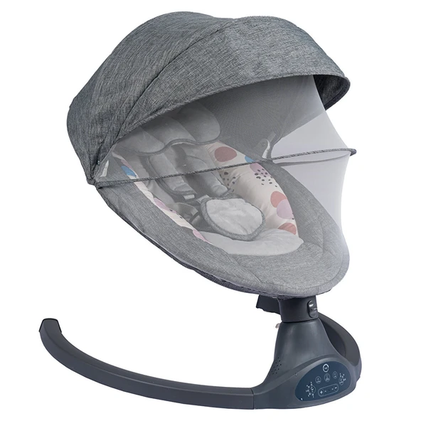 Bagi Dandini 2 Ev Tipi Ana Kucağı, Otomatik Sallanma, Bluetooth, Tente ve Sineklikli, 0-9 kg, Koyu Gri ürün görseli 1
