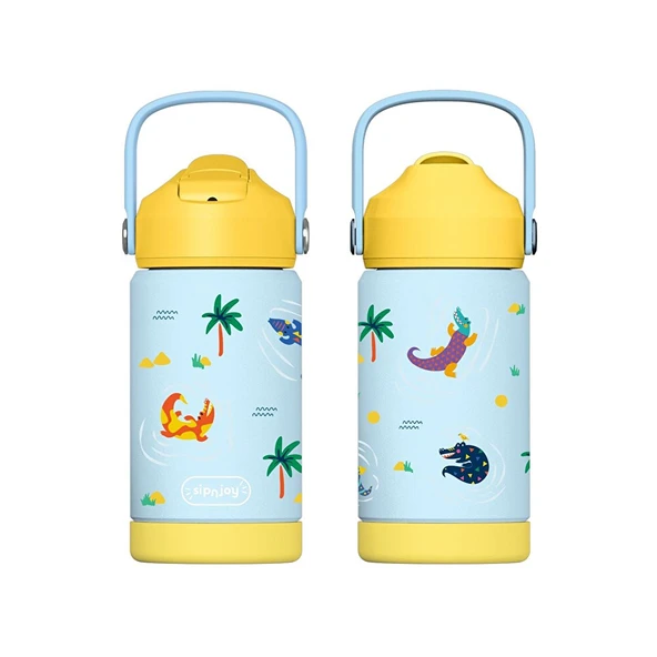 - FlipSip Çocuk Su Termosu | 360 ml - Snappy Croc (3 ADET) - Resim 3