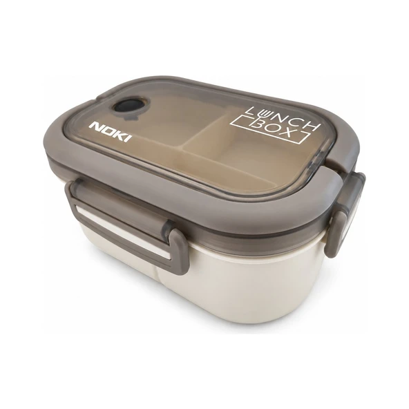 Noki Luxury Plastik Lunch Box Gri Beyaz ürün görseli 1