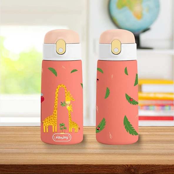 - SipSquad Çocuk Su Termosu | 480 ml - Giggle Giraffe (5 ADET) - Resim 3