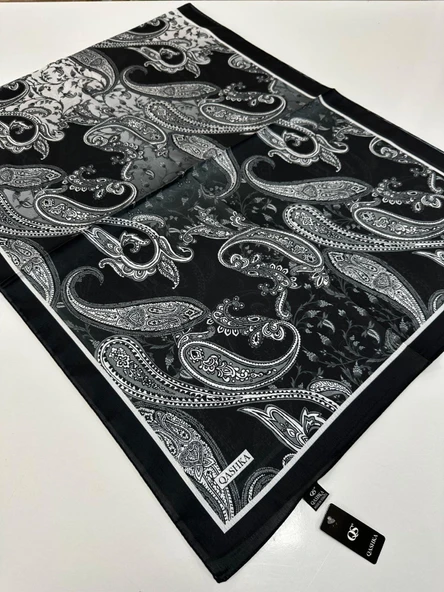 QASHKA Saten İpek Şal Etro Desen LBT0101 ürün görseli 1