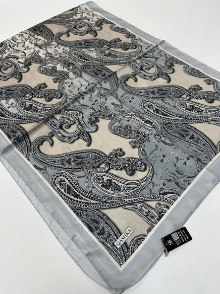 QASHKA Saten İpek Şal Etro Desen LBT0103 ürün görseli 1
