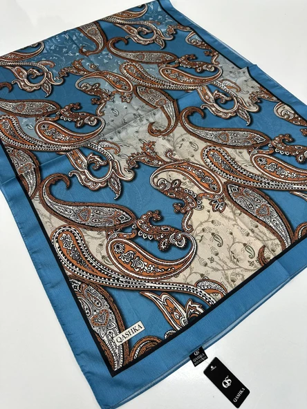 QASHKA Saten İpek Şal Etro Desen LBT0114 ürün görseli 1