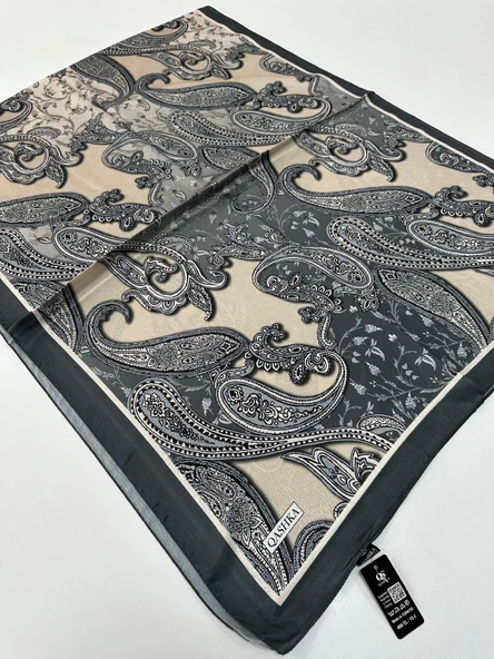 QASHKA Saten İpek Şal Etro Desen LBT0107 ürün görseli 1