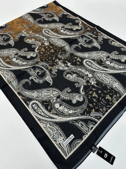 QASHKA Saten İpek Şal Etro Desen LBT0117 ürün görseli 1